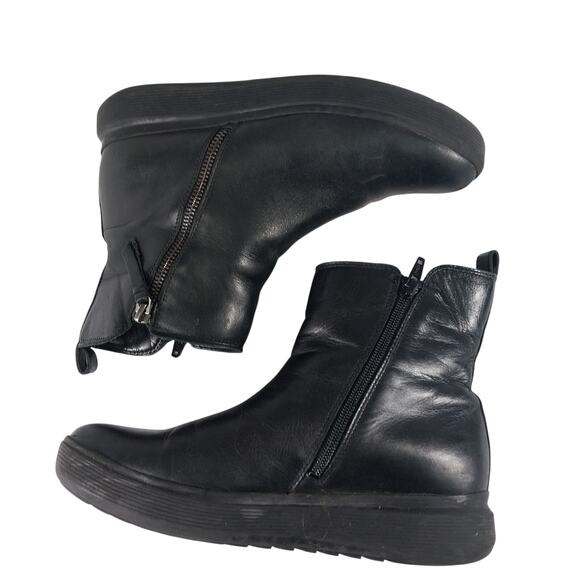 NATURALIZER! BLACK GENUINE LEATHER DUAL ZIPPER, PADDED INNER ANKLE BOOTS! SZ 8M - Picture 7 of 10